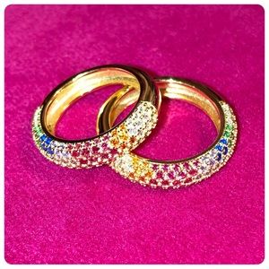 Rainbow rhinestone ring